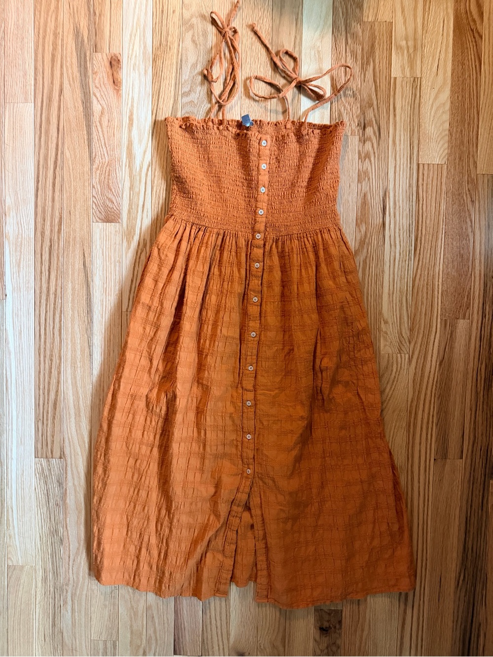 aerie Orange Midi Sundress with Button Front